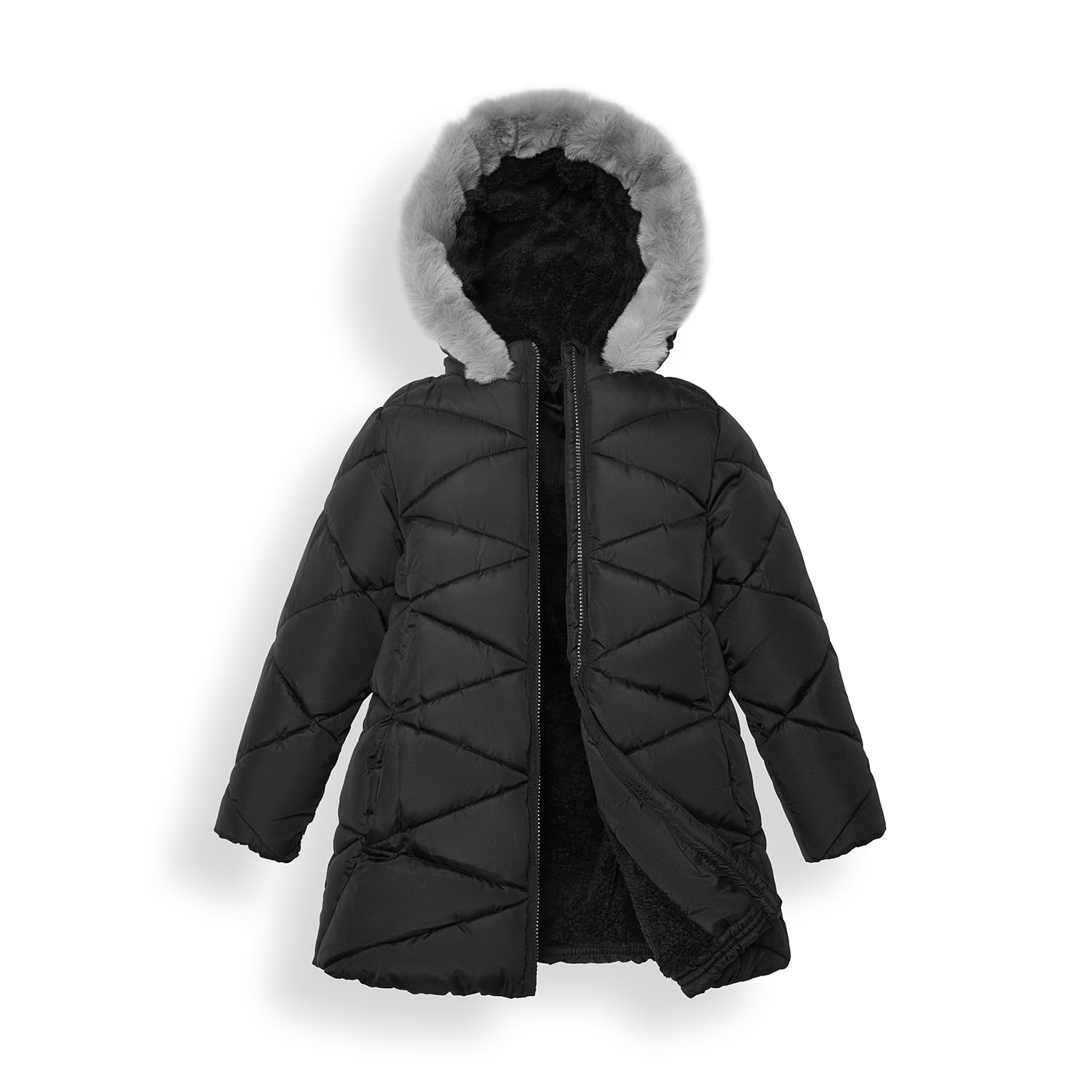 Sunny Sprout Manteau d'hiver avec capuche pour filles - Veste matelassée épaisse pour enfants avec doublure en polaire et manches coupe-vent