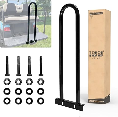 10L0L Universal Golf Cart Rear Seat Safety Grab Bar Hand Rail Compatible with Club Car EZGO Yamaha - Only Work for The Iron Material Pedal