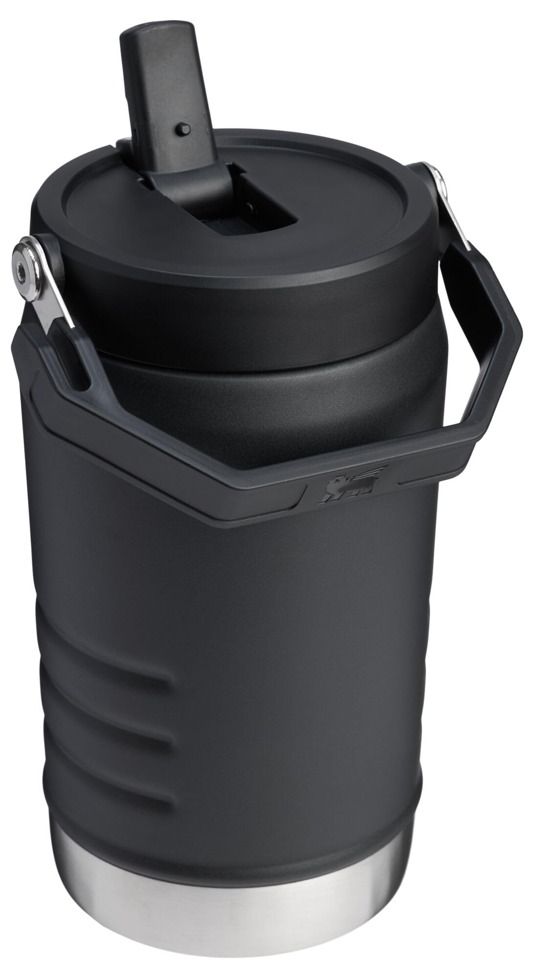 Stanley IceFlow 2.0 - Jarra de popote abatible con asa, 40 onzas, tapa giratoria y popote abatible, a prueba de fugas, para viajes y deportes, acero inoxidable aislado, sin BPA, color negro 2.0