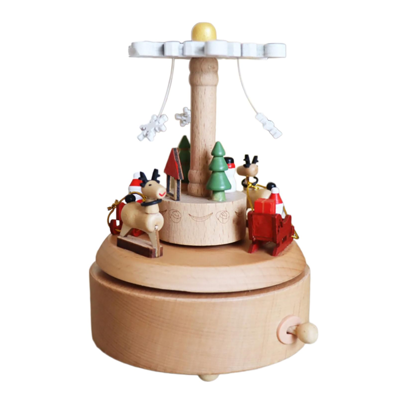 Hand Wood Music Box con treno rotante, regalo di compleanno, ornamento a forma di cartone animato, decorazione per la casa, tablet
