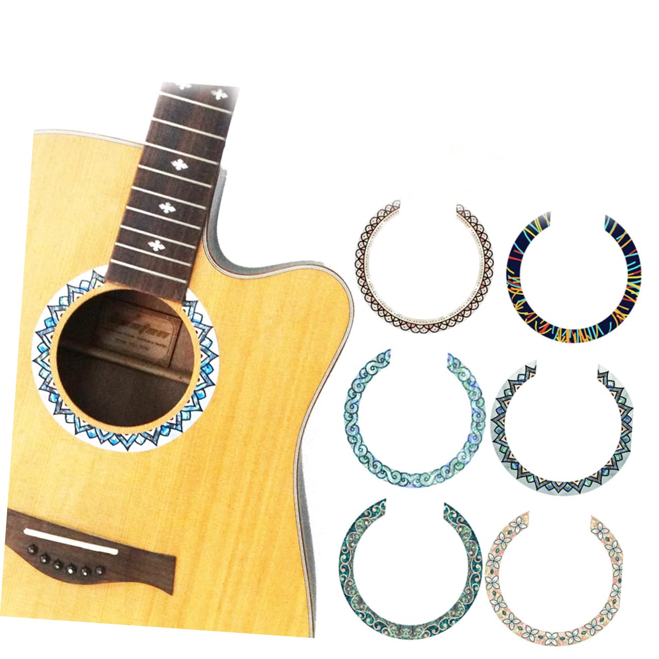 Amazon | VORCOOL 2個 サウンド ホール ステッカー ハンド 装飾 ギター