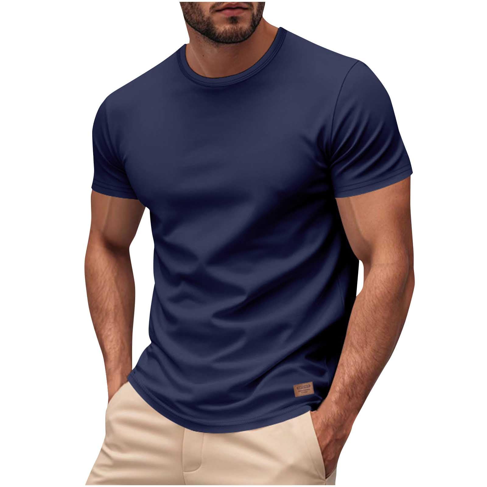 Mens Workout Shirts Slim Fit Short Sleeve Sport Gym Athlete Tops Lightweight Soft Moisture Wicking Summer Basic Tees