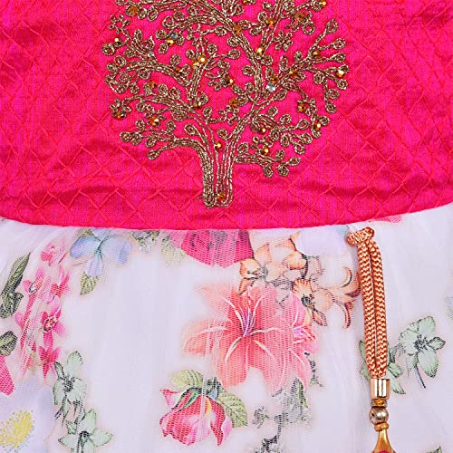 Image of Wish Karo Baby Girls Knee Length Satin Embroidered Party Dress-(fe2913nw)