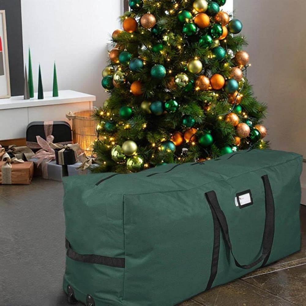 NOBRIM Weihnachtsbaum-Aufbewahrungstasche, großer, strapazierfähiger Aufbewahrungsbehälter mit 3 Rädern und Griffen, passend für 9 Fuß hohe, zerlegte Weihnachtsbäume