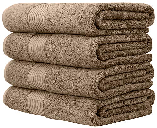 Image of Bumble Towels Bliss Luxury Combed Cotton Bath Towel - 34 inch x 56 inch Extra Large Bath Sheet - 650 GSM - Soft, Absorbent (Mocha, 4 Pack)