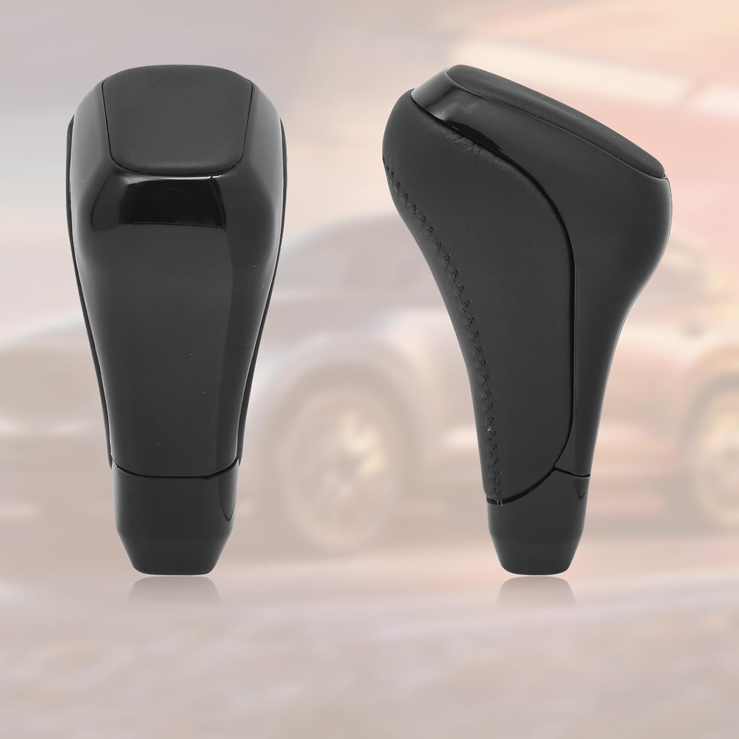 Black Leather Piano Black Gear Shift Knob Shifter Compatible with Toyota 4Runner 2012-2023 Tundra TRD PRO 2014-2021