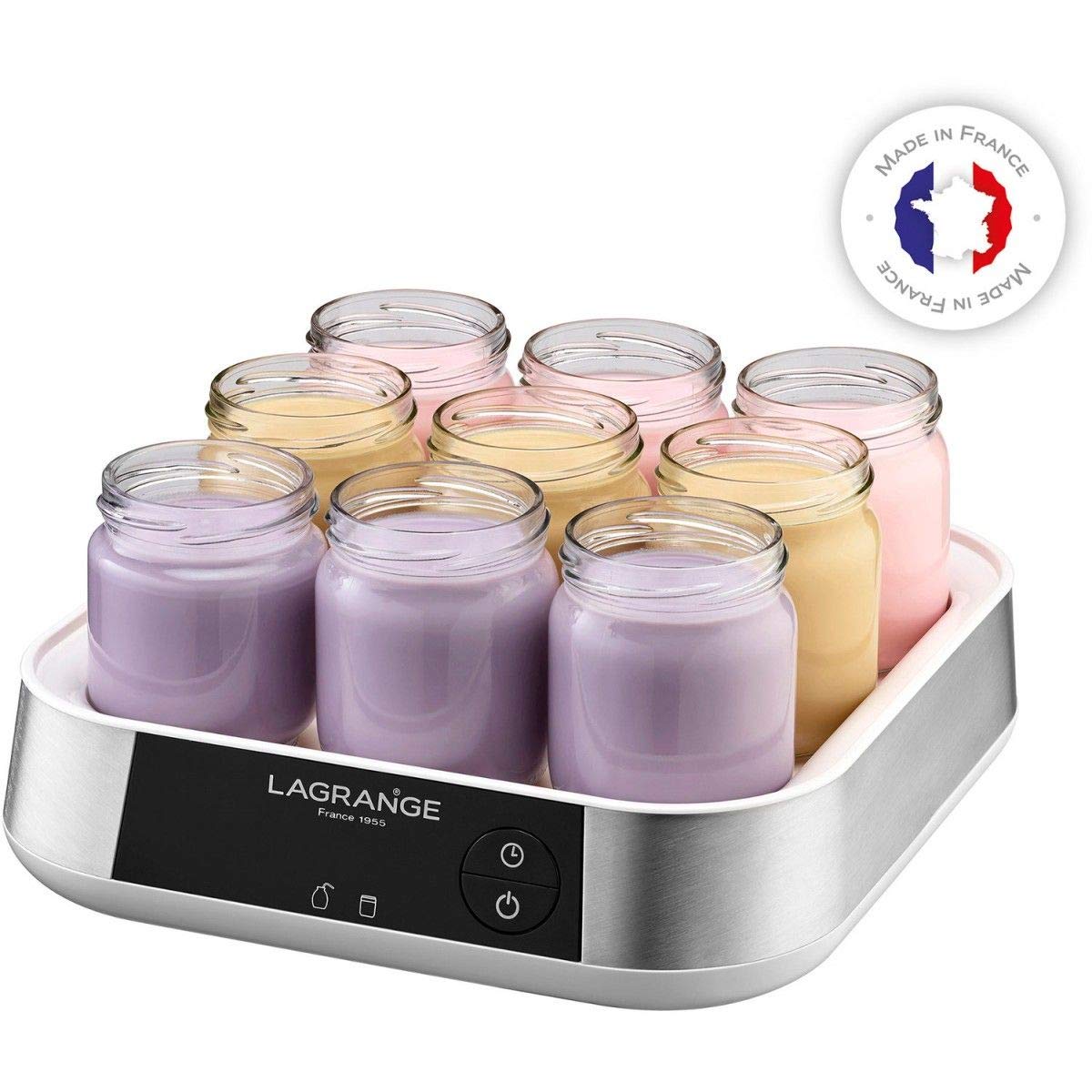 LAGRANGE 459001 - Yogurtera (1,665 L, Acero inoxidable, 0,185 L, Yogur, 15 h, LED)