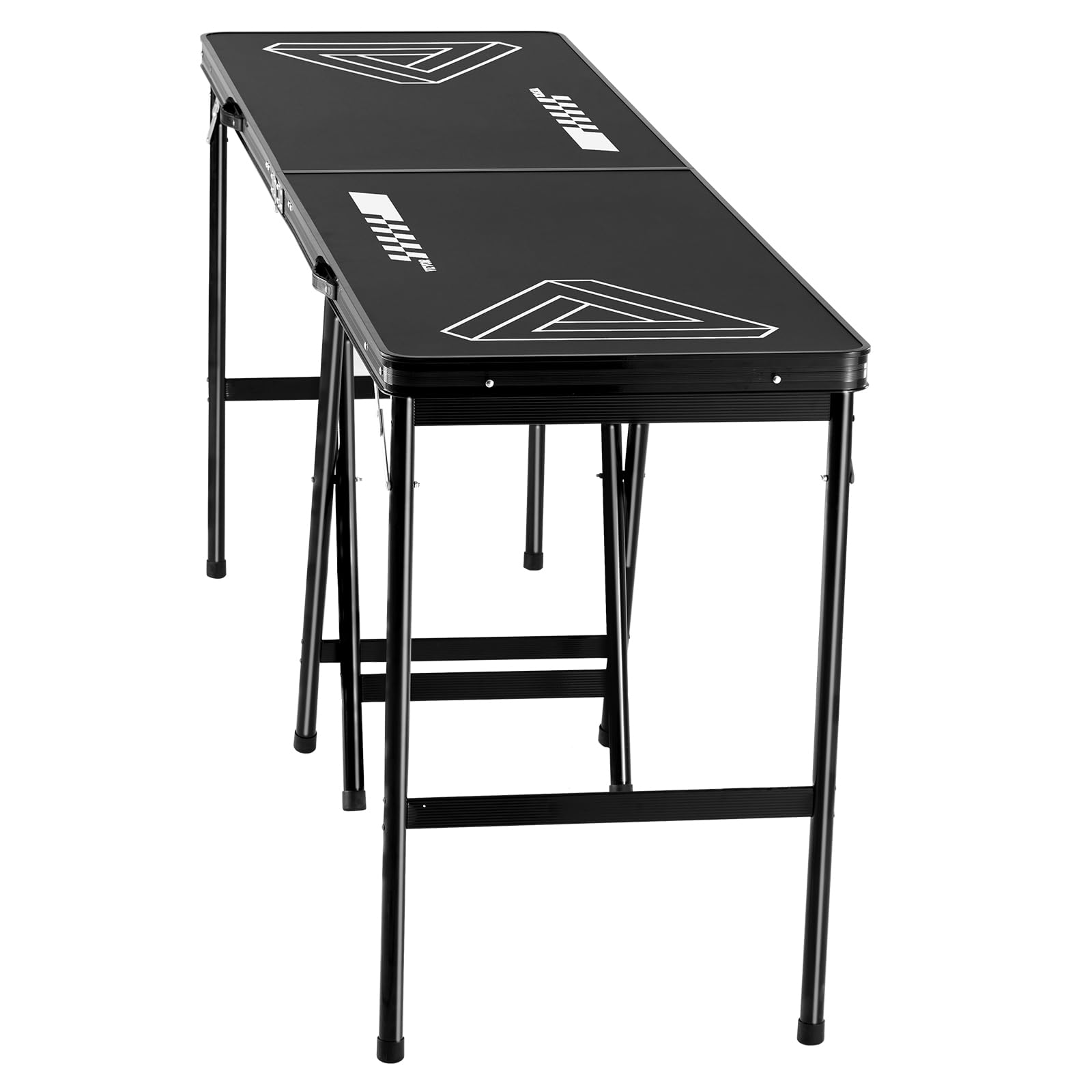 VEVOR Tavolo da Beer Pong Portatile da 2,4 m, Tavolo Pieghevole Rialzato da 91 cm Maniglie per Trasporto e 6 Palline da Pong, Leggero per Portellone Posteriore Auto per Viaggio, Campeggio, Nero
