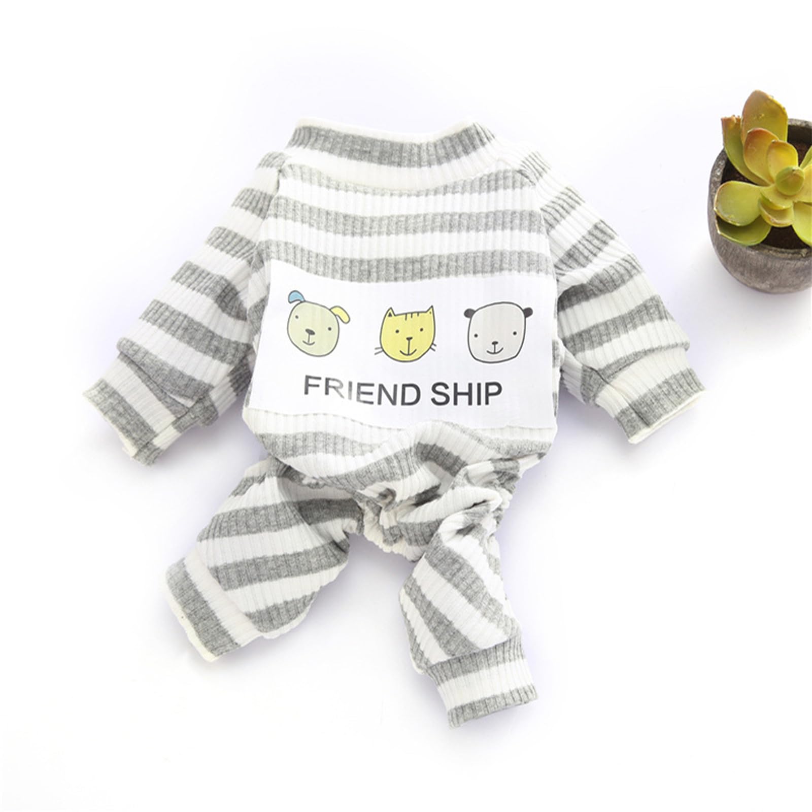 Elastic Classic Stripes Pet Onesie Pets Pajamas PJS Bodysuit for Cats Small Medium Dogs(Gray,Medium)