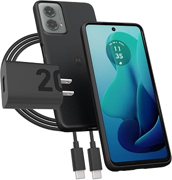 Motorola Moto G 5G 2024 Textured Protective Case Black + TurboPower 20W Charger