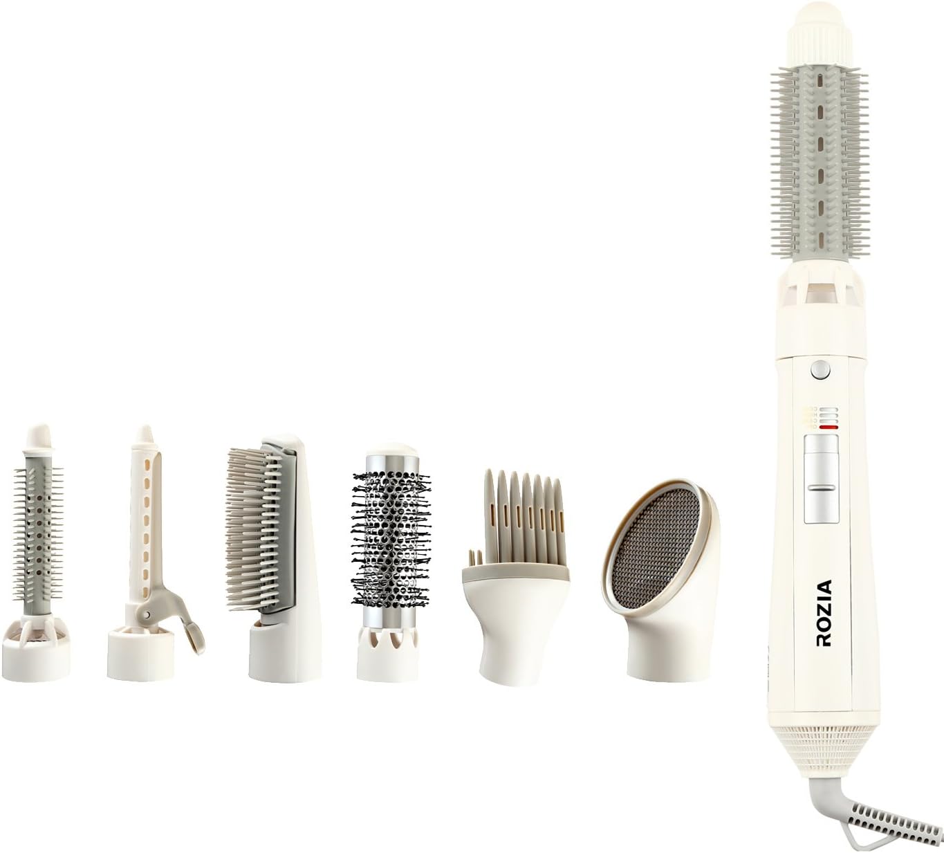 Rozia Hc8110 7 In 1 Multistyler With Volume Lifter, Blow Brush, Clip Pipe, Soft Brush, Roller Brush, Nozzle