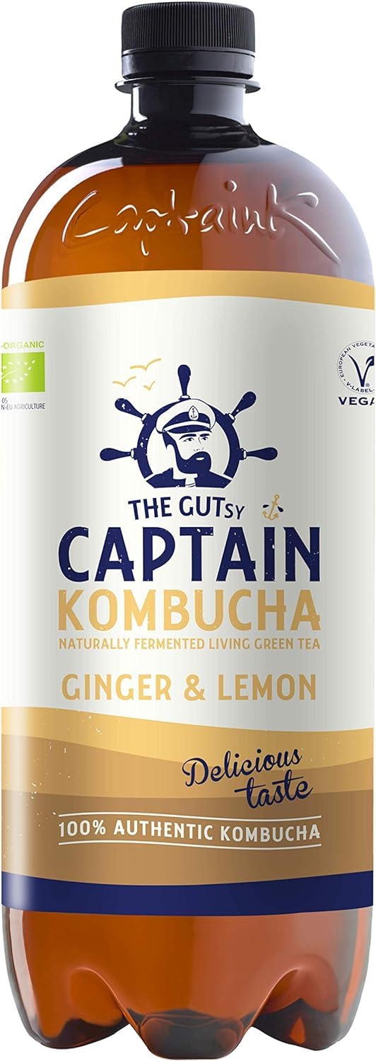 Gutsy Captain Kombucha 8x1l Bebida Probiótica Naturalmente Fermentada Sin Aditivos ni Conservantes Sin Pasteurizar Vegan MixBox