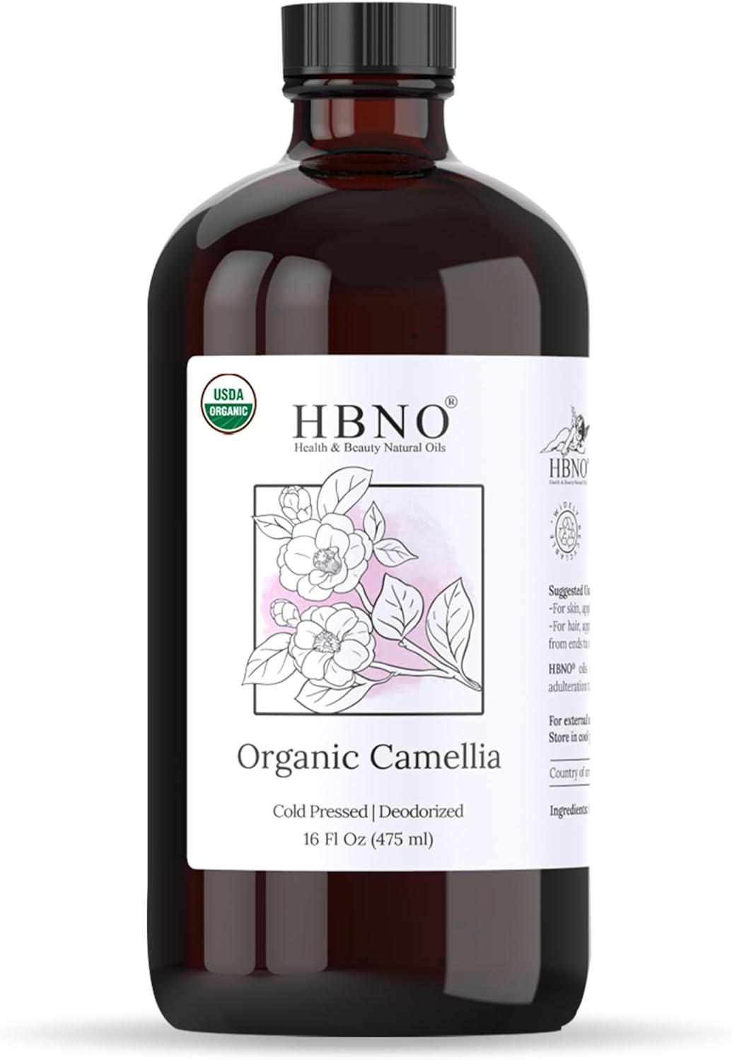 HBNO Organic Moringa Oil - 16 oz (475ml) Value Size - Ideal for Shampoos, Conditioners, Lip Balms, Face wash, Lotions, and Skin Care Products (Glass Bottle)