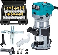 Vista 1 de Anesty Compact Router with Trimmer/Fixed Base, Variable Speed Trim Router Palm Router Laminate Trimmer, 1/4" 710W Electric Wood Router Tool Kit with