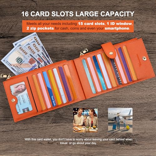 Travelambo RFID Wallet Women Large Size Bifold Multi Card Wallet Case with Zipper Pocke Credit Card Holder for Women - Thumbnail 5