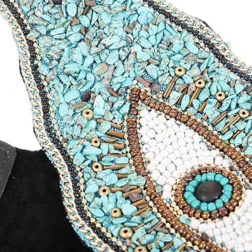 Ceinture perlée turquoise ethnique Milisten large et confortable - 6