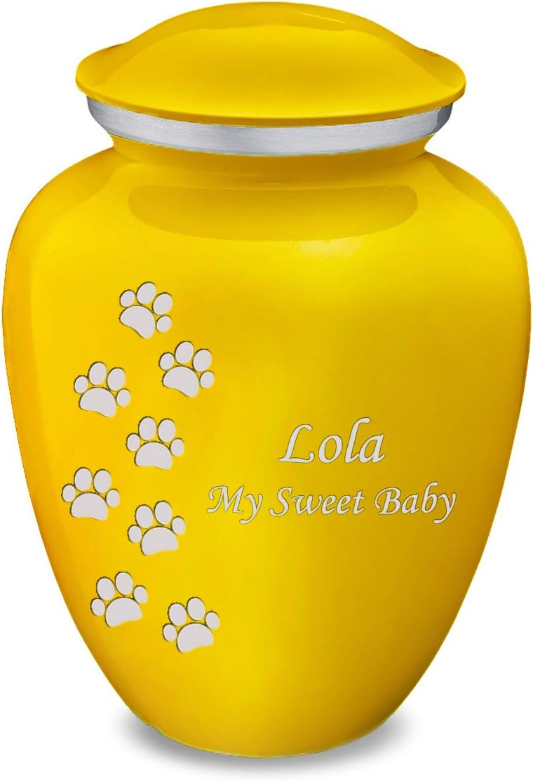 Geturns Embrace Personalized Walking Paws for Large Pets I Yellow Cremation Urns for Dogs and Cats I 200 lbs