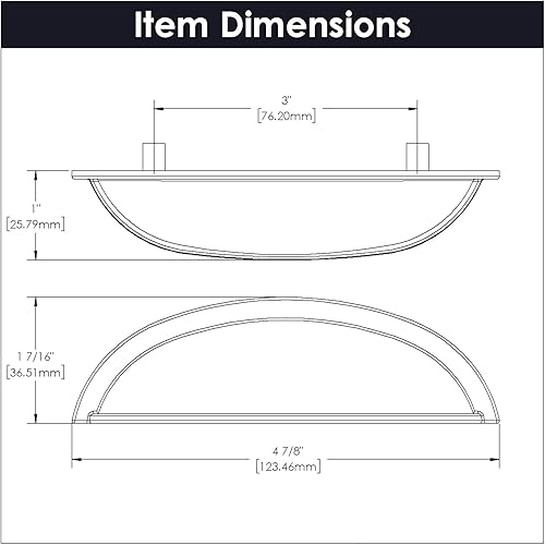 Miniatura 10 de Hickory Hardware P3077-SS Williamsburg - Tirador para taza de gabinete, 3 pulgadas, acero inoxidable