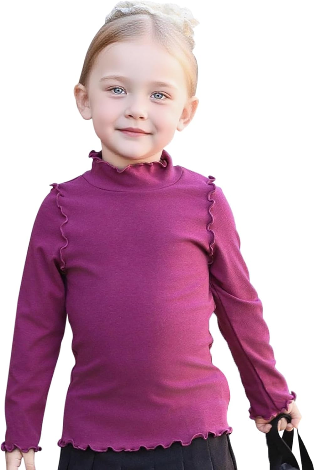 MINI PANDA Little Girl Toddler Ruffled Long-Sleeve T-Shirt