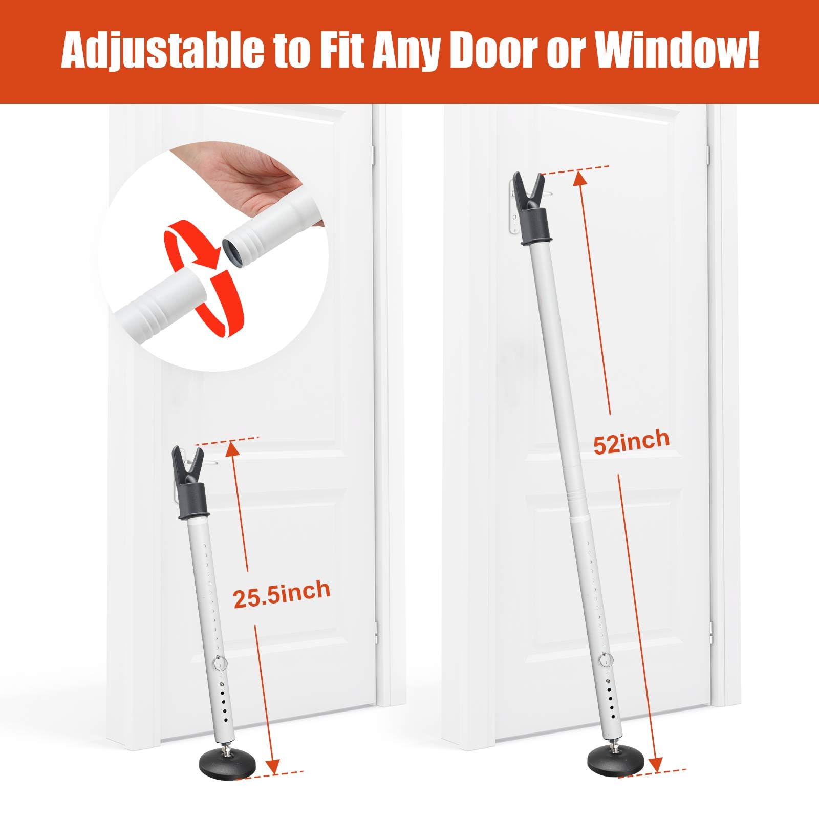 Barra de seguridad para puertas corredizas y ventanas, barra antirrobo resistente, ajustable de 35 a 42 pulgadas, barra de bloqueo de seguridad para puertas de patio, cocina, balcón, deslizadores
