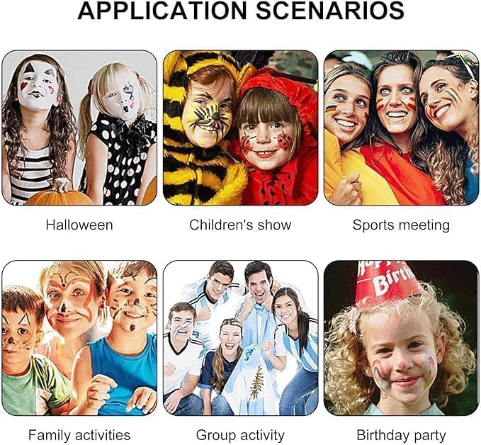 Image of Face & Body Paint Oil Palette - 12 Neon Colours Professional Makeup Kit for Kids & Adults | Non Toxic, Safe, Waterproof Body Paint for Halloween, Costume, SFX, Tattoo, Party, Festival, Fancy Dress