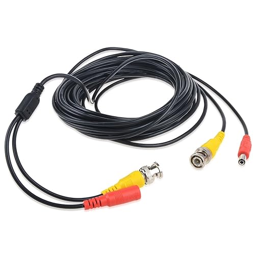 25 pies negro de alimentación de vídeo BNC cable cable cable de plomo reemplazo para cámaras de seguridad Zosi CCTV DVR