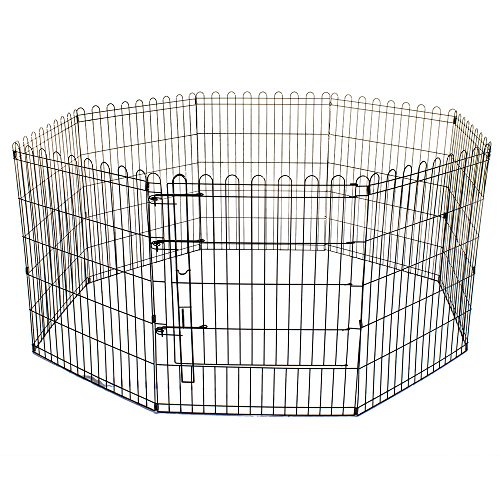 Pet's Solution - Recinto per Cani di Taglia Piccola e Media, con Ampia Porta, Pieghevole, in Metallo Resistente, 76 cm di Altezza, Nero