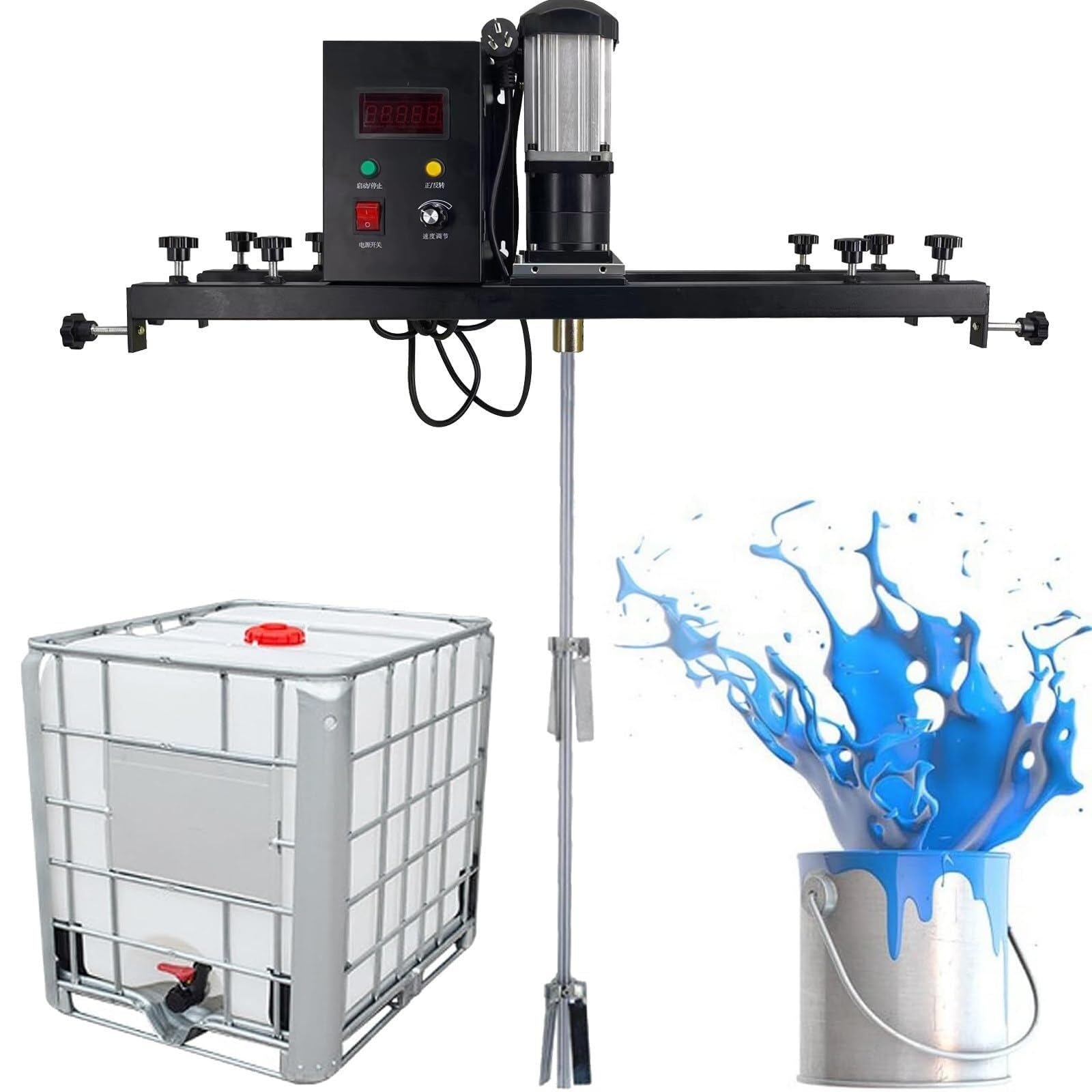 Mezclador de pintura IBC, máquina mezcladora de tanque eléctrico, con soporte for colgar, hélice plegable, ajustable de 72-120 cm, for agitador de disolución de tinta