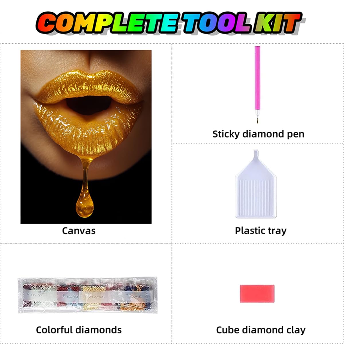 Usta diamentowe zestawy artystyczne dla dorosłych, malarstwo diamentowe dla kobiet, kryształowe zestawy artystyczne dla dorosłych, dzieci, DIY, kwadratowe, pełne wiercenie, klejnot, kropki, haft