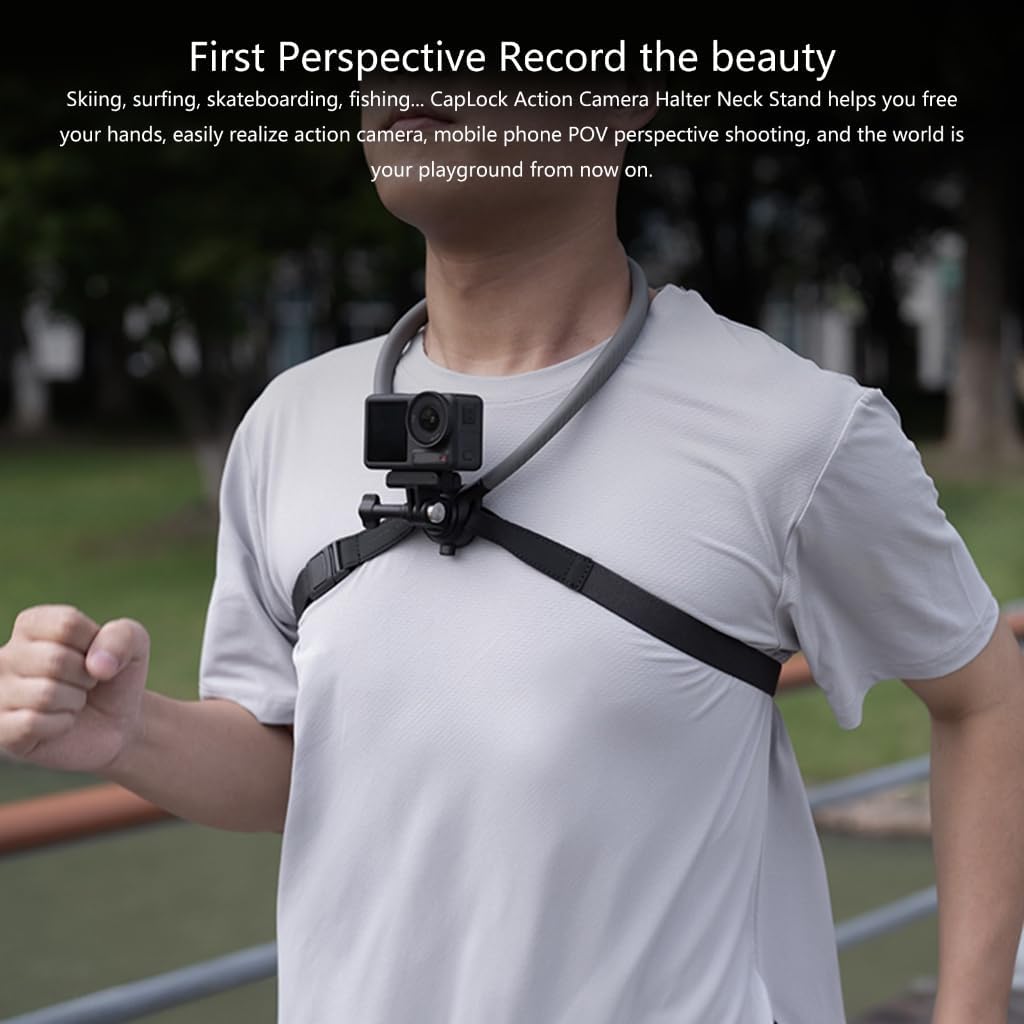 Sports Camera Neck Selfies Holder Wearable Bendable Neck Bracket Multiple Angle Adjustable for Skiing Surfing Biking