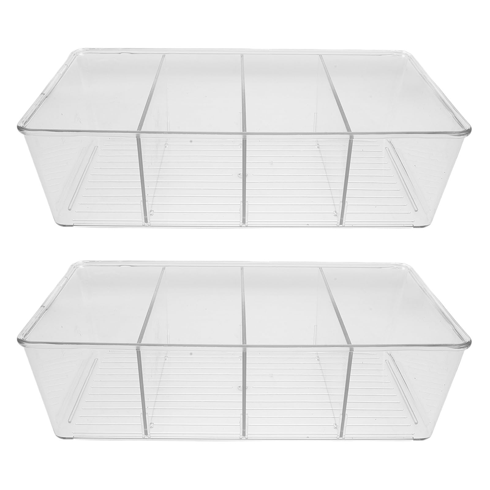 POPETPOP 2piezas Caja Organizadora Transparente Apilable con Compartimentos Ajustables y Divisores Desmontables para Escritorio Organizador Plástico Multifuncional para Oficina Baño