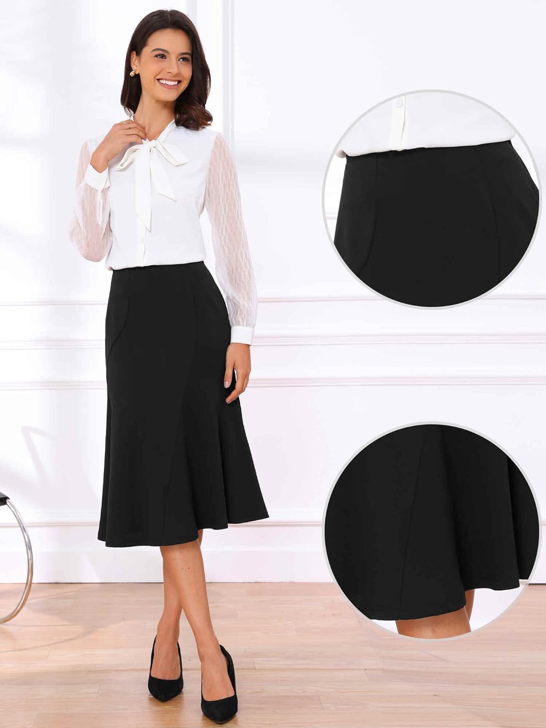 Allegra K High Waisted Fishtail Skirts for Women's Business Casual Panel Midi Skirt - Image 4