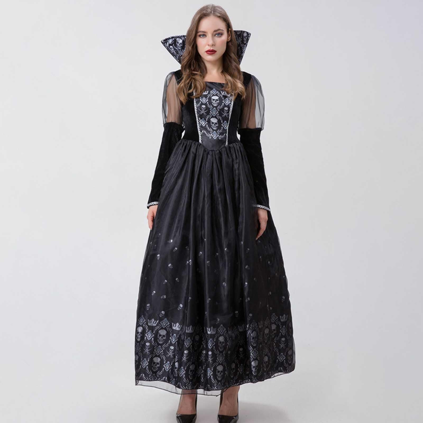 Oktoberfest Damen Outfit, Dirndl Lang Damen Modern Romantisch | Halloween Hexe und Rollenspielkleid