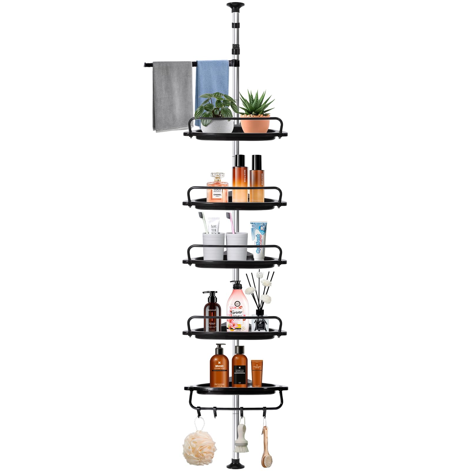 Mensola Doccia Angolare Telescopica Senza Foratura - 4 Cestini Acciaio Inox Regolabile - Foto 10
