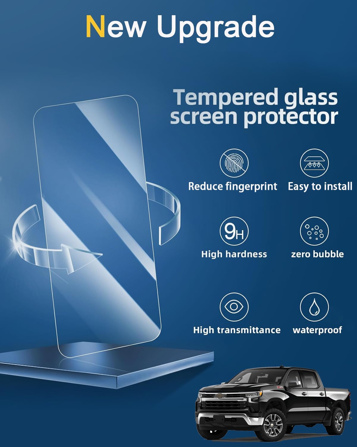 2 Pack Tempered Glass Screen Protector for Chevrolet Silverado 1500 & GMC Sierra 1500 2022-2026,13.4"+12.3" Film For Chevy 2500HD 3500HD 2026 2025 2024 2023 2022 Accessories - No Knob Screen