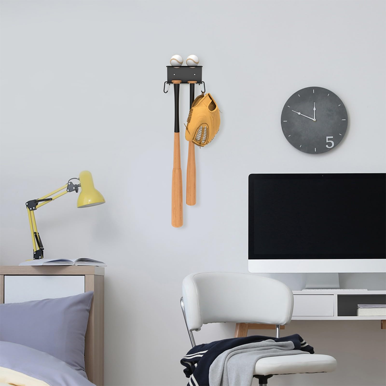 Nawwgy Baseball Bat Wall Mount Baseball Bat Holder Practical Baseball Bat Rack for Baseball Softball Hockey Stick Display Case Baseball Bat Baseball Glove Wall Mount Bracket