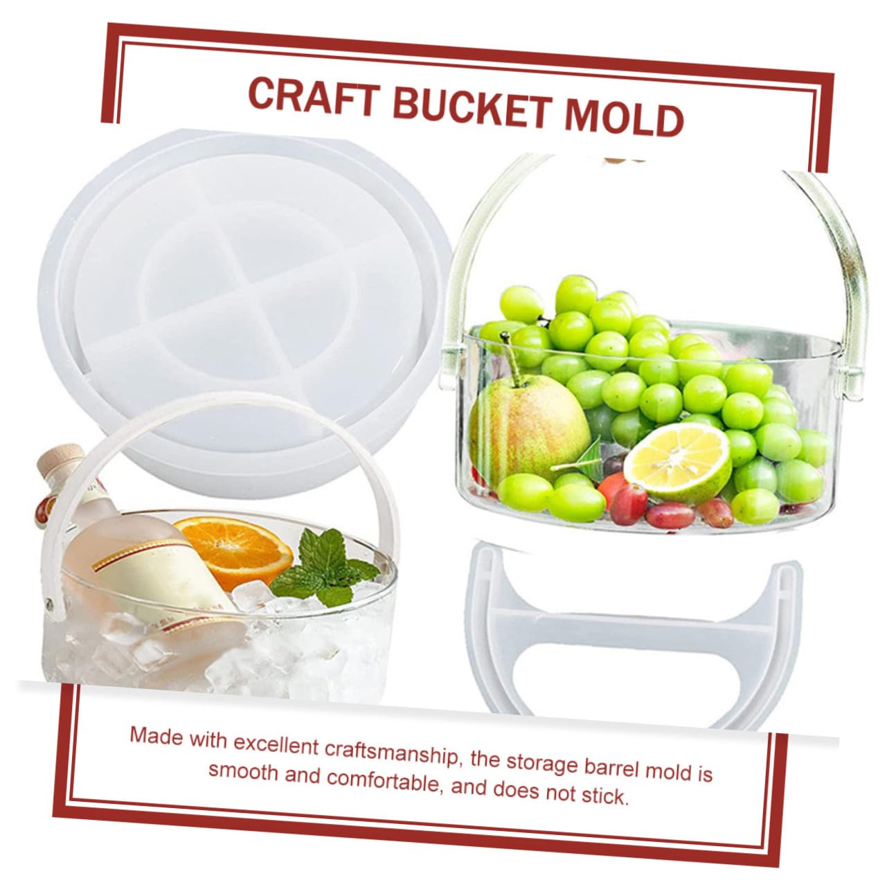 WOONEKY Molde de Silicona para Barril con Mango Molde DIY para Cestas de Almacenamiento de Desmoldar para Manualidades y Organización
