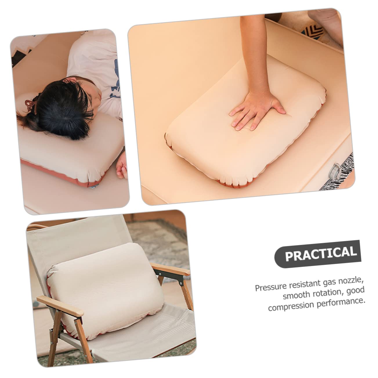 Oreiller Gonflable Portable pour Camping, Design Ergonomique, Mousse et Polyester Pongé, Dégonflage Facile, pour Maison et Hôtel
