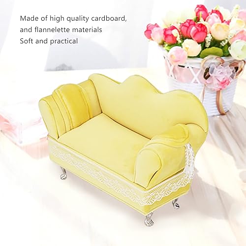 Miniatura 4 de Rosvola Caja de joyería para sofá y silla, collares de cartón simples para guardar el sofá de la casa de muñecas, color amarillo crema para regalo