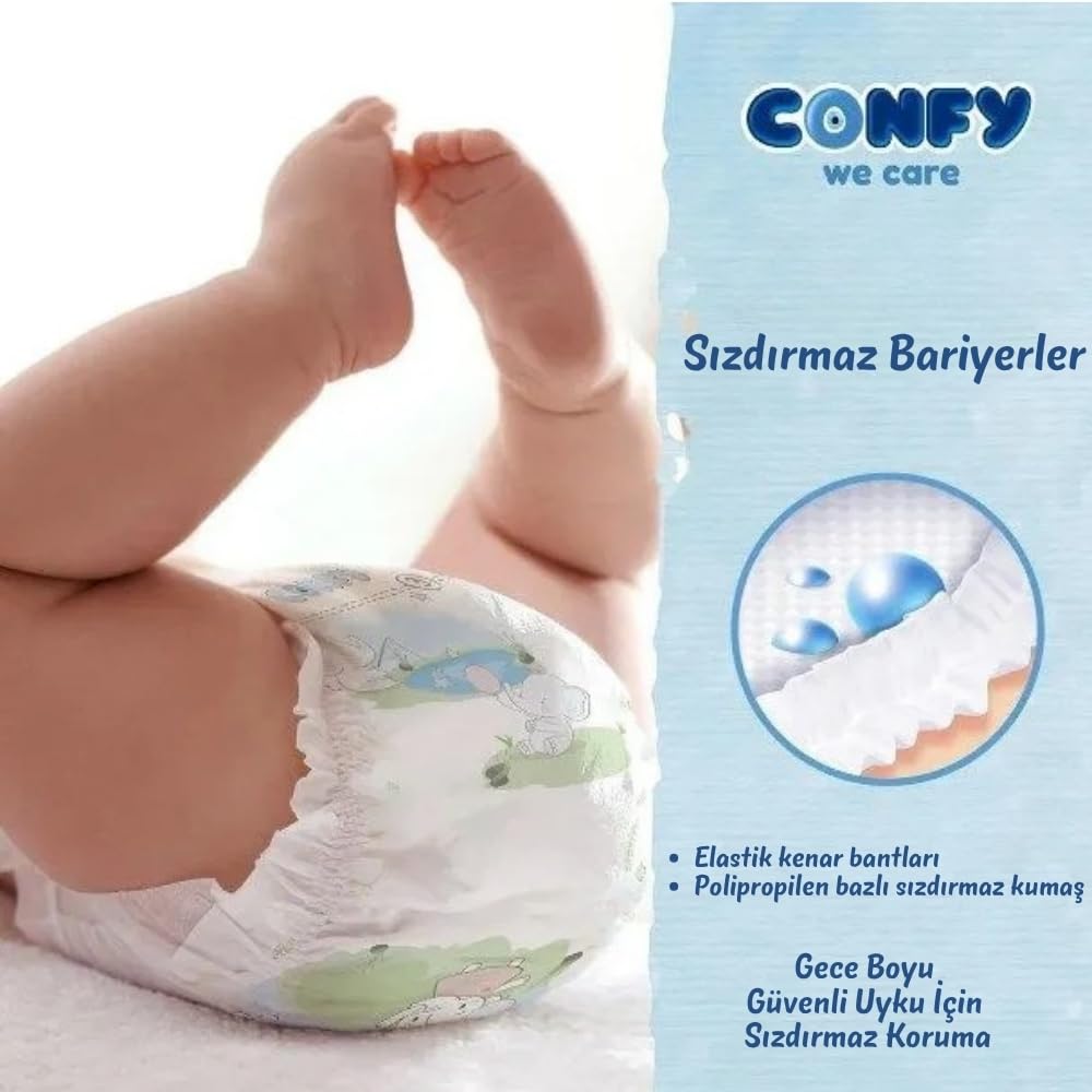 Confy Premium Maxi Bebek Bezi 4 Numara | 7-14 kg | 48 Adet | Ekonomik Paket