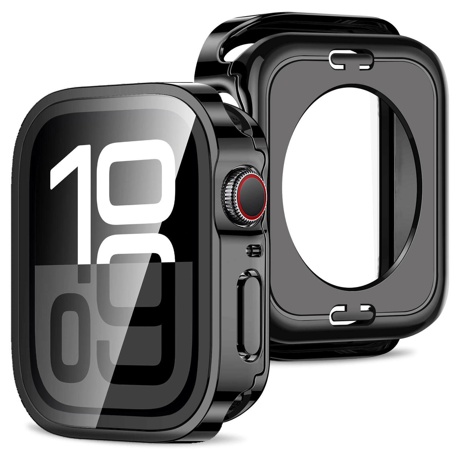 Amizee Etui 2 w 1 [2-pak] kompatybilne z Apple Watch Series 10 46 mm z wbudowaną osłoną ekranu, twarda obudowa ochronna z poliwęglanu z prostą krawędzią do iWatch 46 mm, czarne