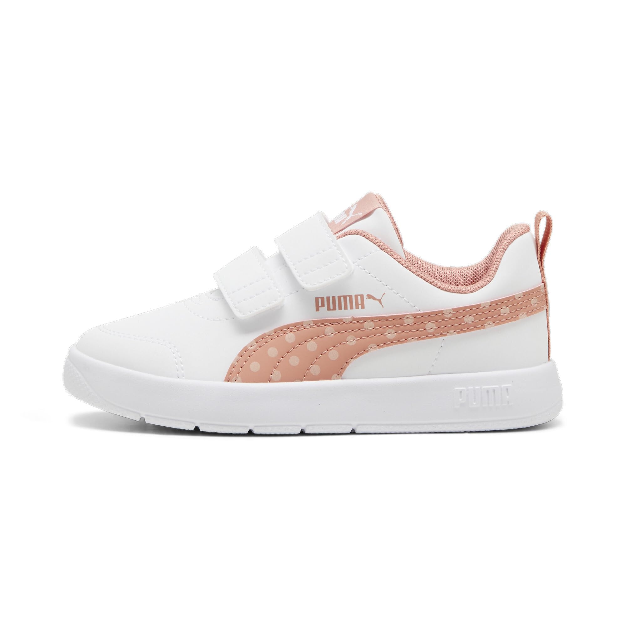PUMA COURTFLEX V3 Dotty V PS Sneaker, White-DEEVA Peach, 2.5 UK Child
