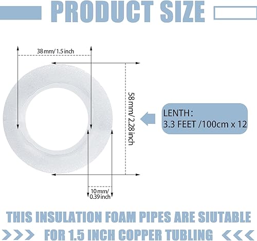 Vista 49 de Amylove 12 tubos de espuma de 3.3 pies, tubo de espuma aislante, tubo de agua aislante, piscina, fideos de natación, tubos de preservación de calor