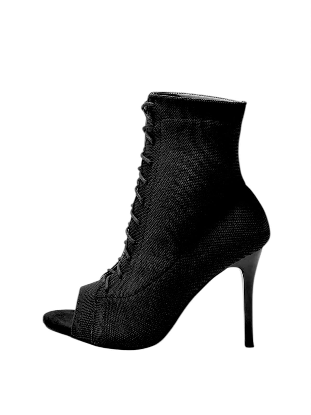 Women Dancing Highheels Shoes Basic Open Toe Lace-Up Front Stiletto Heeled Boots Dance Class High Heels Strip Latin