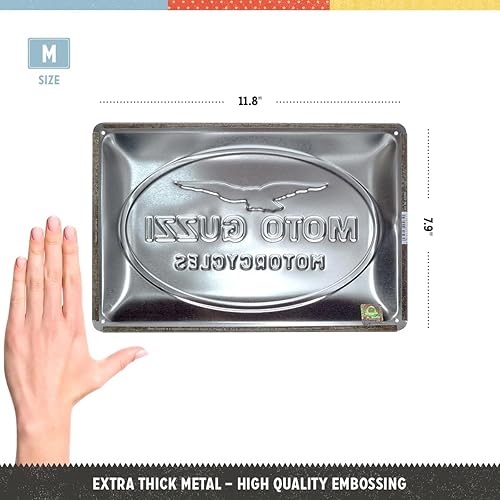 Miniatura 2 de Nostalgic-Art Letrero retro de hojalata, 7.9 x 11.8 pulgadas, Moto Guzzi – Logo Motocicletas – Idea de regalo para los fanáticos de las