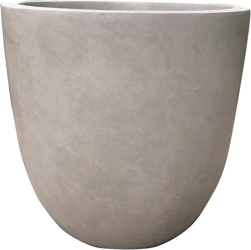 Kante Large 18" Round Concrete Planter, Modern Bowl Plant Pot for Home | Drainage Hole & Rubber Plug, Premium and Durable Weathered Cement Pot for Indoor Outdoor Patio, Porch, Garden Décor