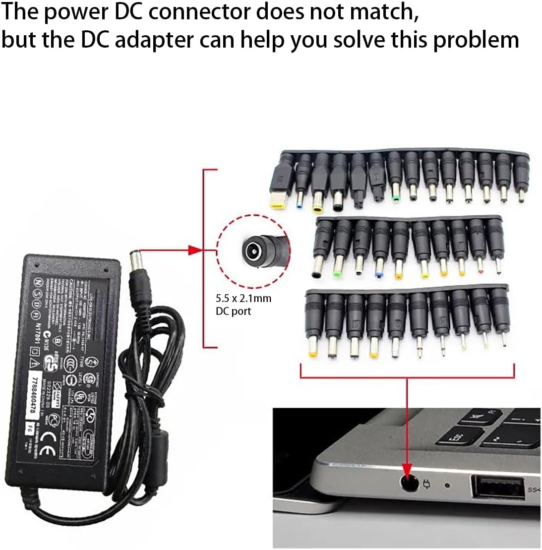 10Pcs Black DC Connector Jack Power Socket Universal DC Barrel Jack Adapter Compatible for Lenovo, Dell, HP, Asus, Acer, Toshiba, Sony Laptop Charger Power Supply Plug Laptop Accessories (5.5 x 2.1mm) image 4 of 6 B0D1XLXR56