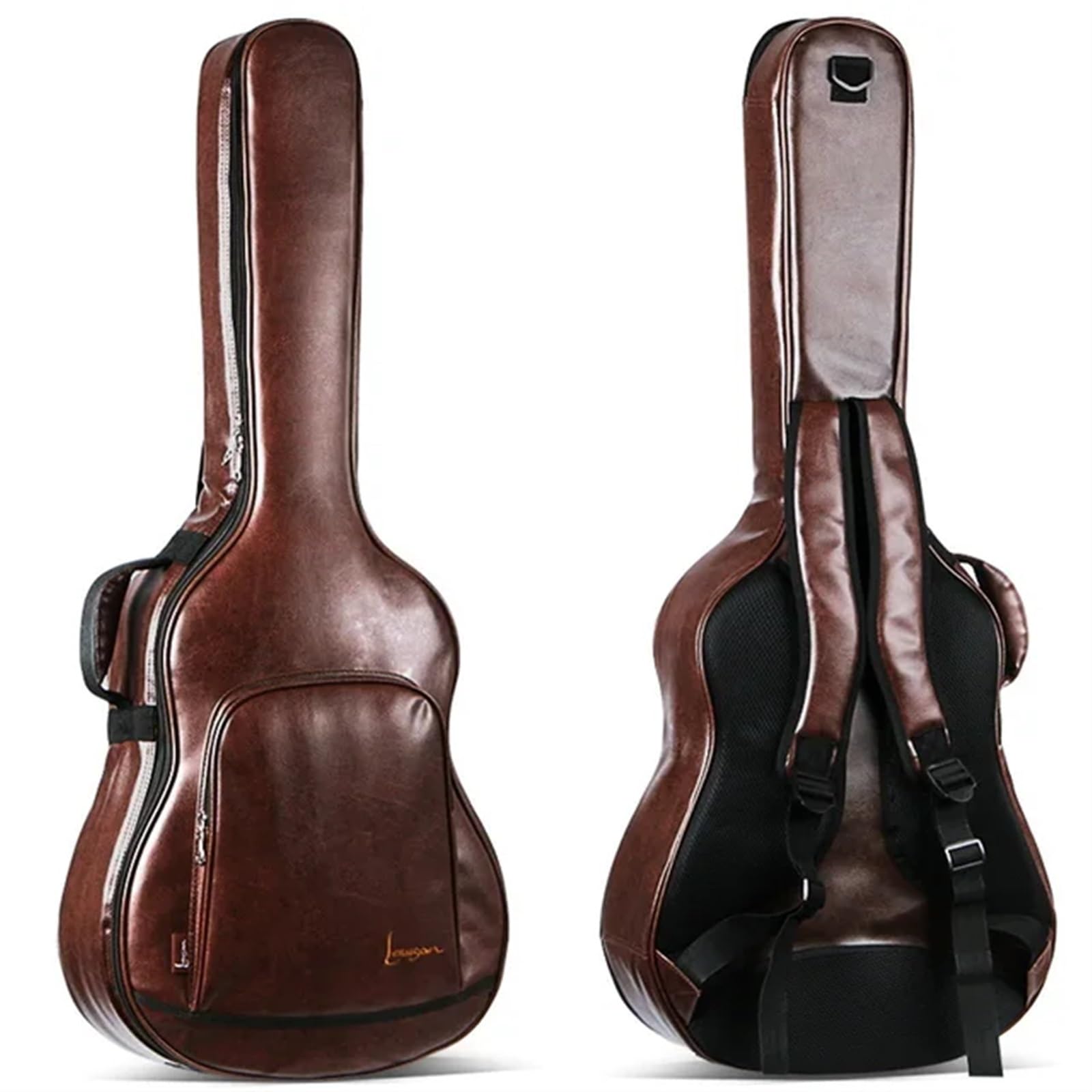 Funda Guitarra Estuche for Guitarra acústica de 40/41 Pulgadas, de PU, marrón, con Correas for los Hombros, Resistente al Agua, for Guitarra Folk