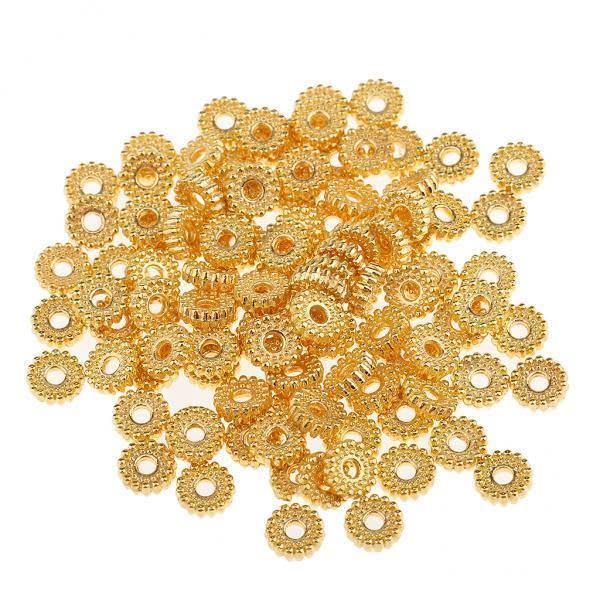 SNAPPSY 2x100 Pieces Metal Alloy Jewelry Making Spacer Beads 6mm Gold-image-9