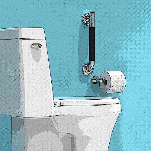 Ameriluck Bath Safety Grab Bar, Asymmetrical Design With Anti-Slip Soft Grip, Stainless Steel Ada Compliant 500Lbs Support (Brushed Nickel, 12In) #TOP6